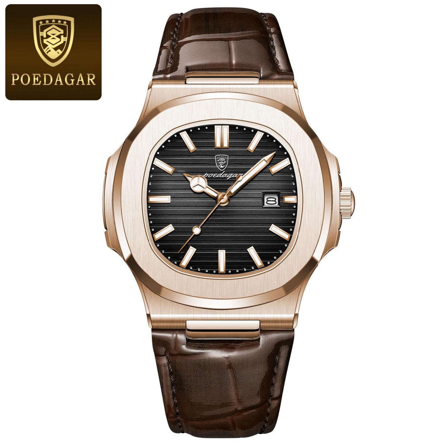 Poedagar Genuine Leather straps Men watches